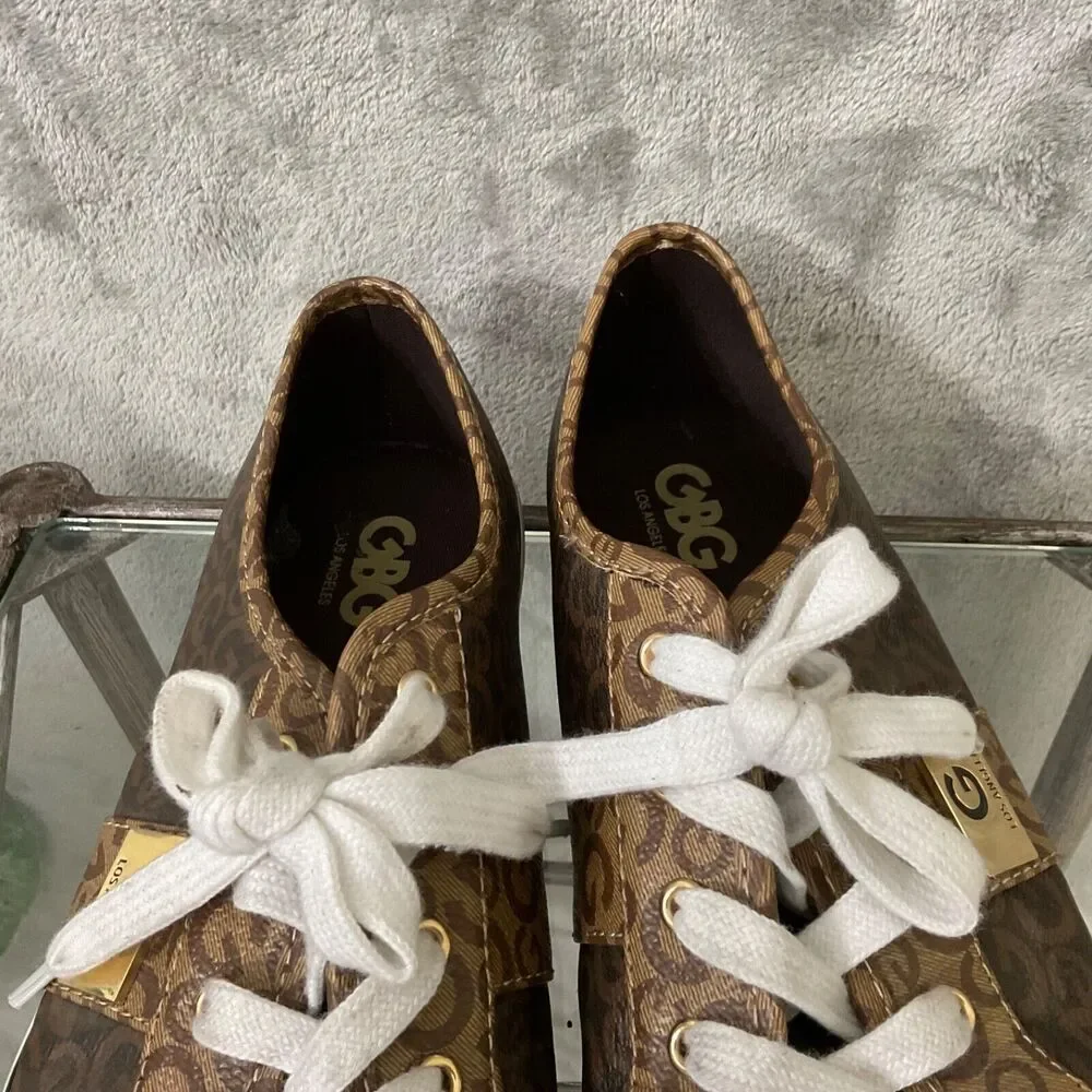 GBG Los Angeles Shoes Sneakers Women's Size 11M Brown Gold logo Accents